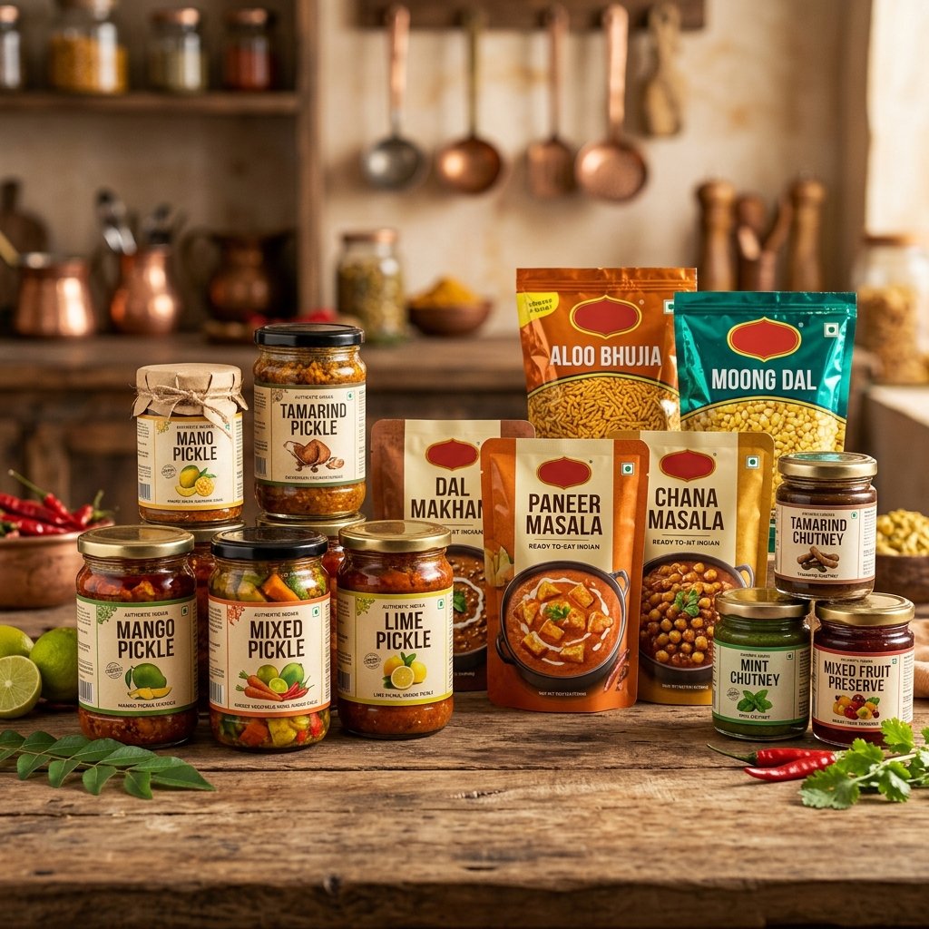 Processed and packaged Indian food products for export